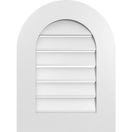 Round Top Surface Mount PVC Gable Vent: Functional, W/ 3-1/2W X 1P Standard Frame, 18W X 24H